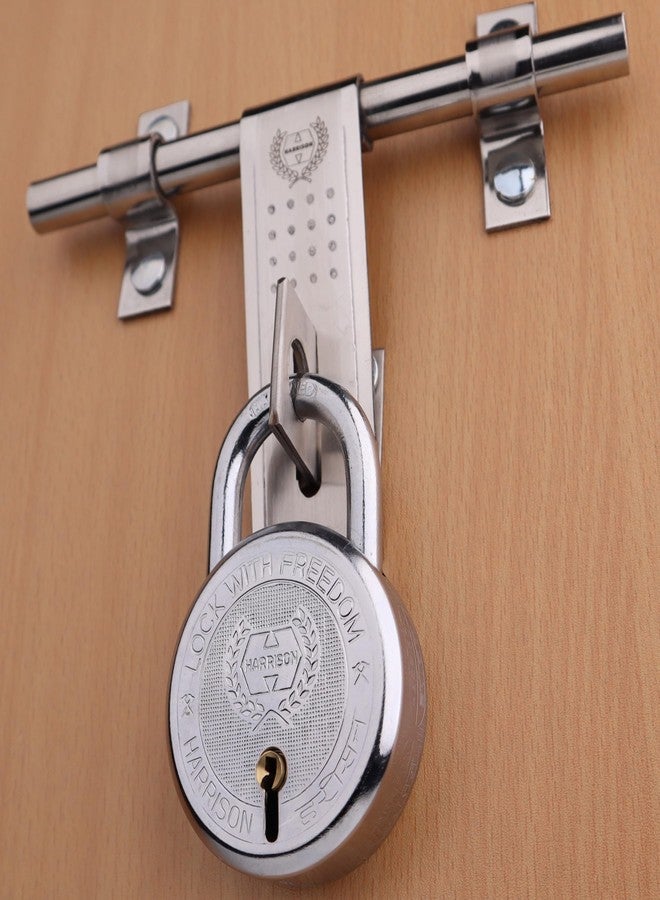Harrison Padlocks/Round Padlock 75mm 9 Lever with 3 Keys T-26-0255 Pack of 1/ Mild Steel Material/Bright Chrome Polished Finish/Padlock, Lock, Locks for Home, Locks for Main Door - Image 1